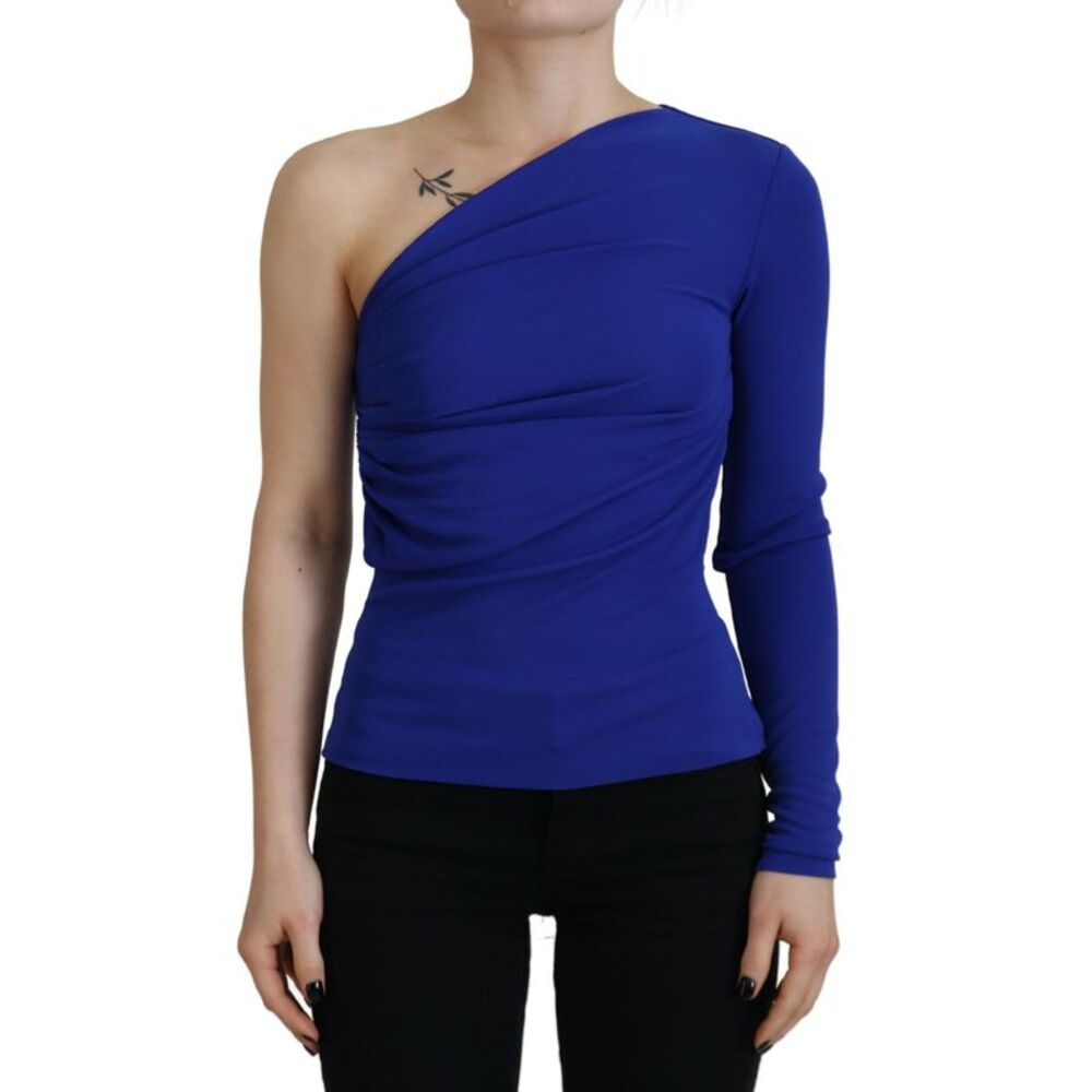 Dsquared² Blue Viscose One Shoulder Slim Fit Blouse Women's Top